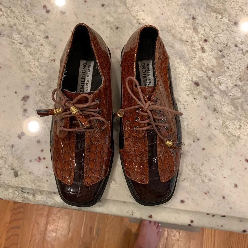 Emilio Uno Boys Lace Up Dress Shoes sz 2 NEW